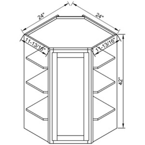 WDC2442 - 42" Wall Diagonal Corner Cabinet Single Door - Midtown Grey