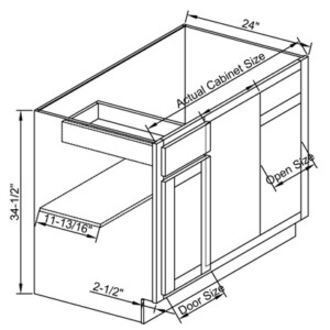 BBLC39/42-36"W - Blind Base 36" Wide Pulls From 39" To 42" - Nova Grey Shaker