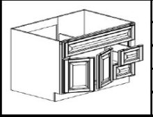 S3621DR-34-1/2" - 36" Vanity Base Doors Left / Drawers Right - Uptown White