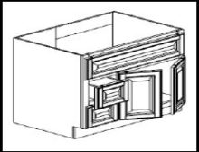 S3621DL-34-1/2" - 36" Vanity Base Doors Right / Drawers Left - Uptown White