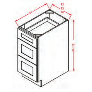 3VDB12 - Vanity Drawer Base 12" - Shaker Antique White