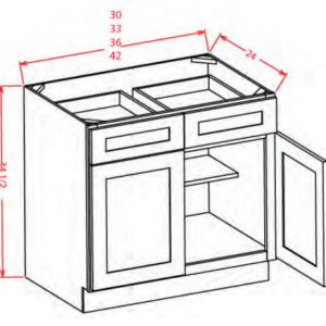 BER33 - Base Corner Cabinet 33 - Shaker White - Discount Kitchen Direct
