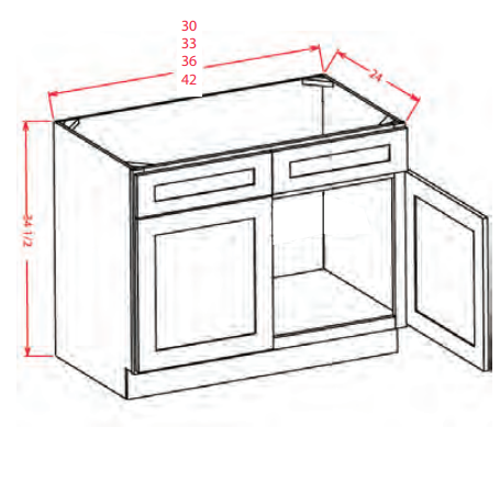 SB33 - Dover White - Sink Base - Sink Base - Double Doors