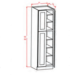 U309024 - Wall Pantry 30" x 90" - Shaker Dove