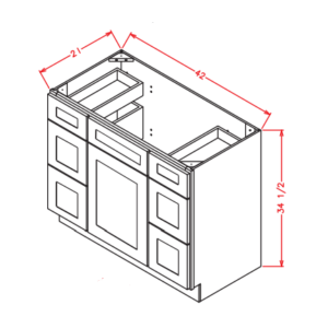VDDB42 - Vanity Base Combo 42" -Shaker Antique White