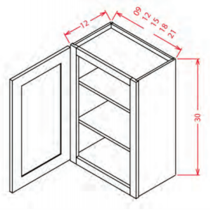 W0930 - Single Door Wall Cabinet 9" x 30" - Shaker Dove