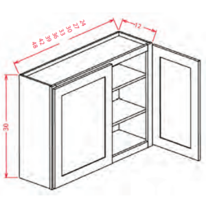 W2430 - Double Door Wall Cabinet 24" x 30" - Shaker Antique White