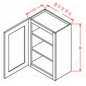 W0936 - Single Door Wall Cabinet 9" x 36" - Shaker Dove