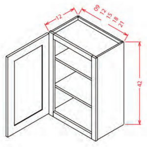 W0942 - Single Door Wall Cabinet 9" x 42" - Shaker Dove