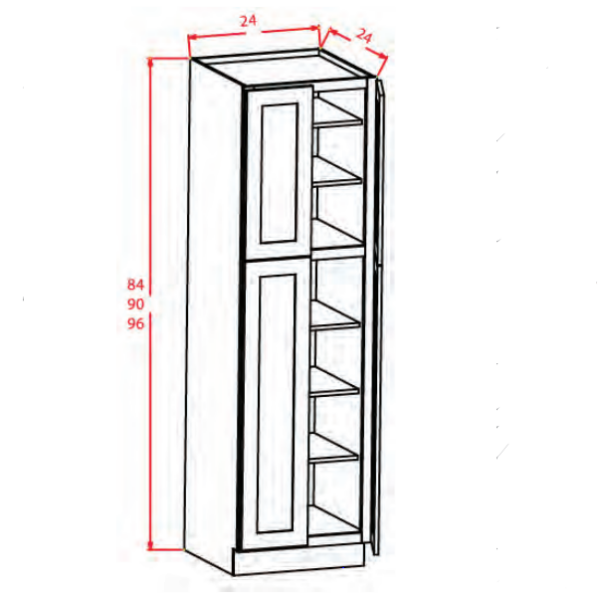 U248424 - Wall Pantry 24" x 84" - Shaker Grey