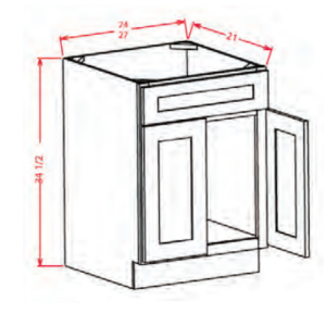 VS27 - Vanity Sink Base 27" Double Door / Single False Front - Shaker Antique White