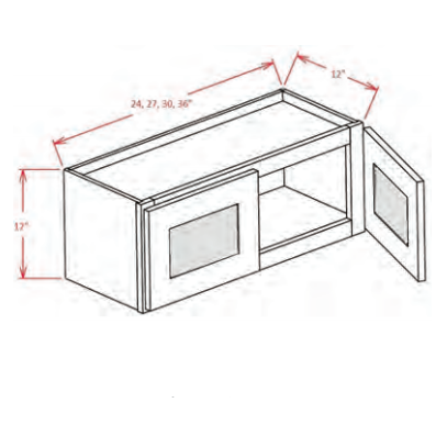 Wall Cabinet With One Glass Door with clear glass insert, 2 shelves.No  mullion 18W x 12D x 30H