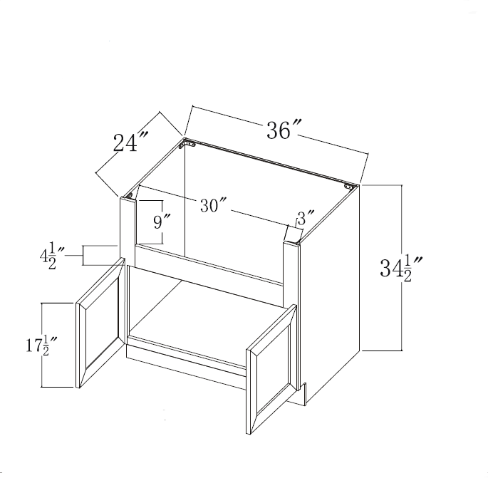 Farm Sink Base 36 Dove White Shaker