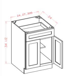 B30S - Base 30" Double Door / Single Drawer - Shaker Honey