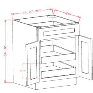 B30S2RS - Two Rollout Shelf Base Cabinet 30" Kit -  Edgeline White