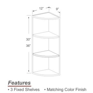 JKNC-H9-WES0930L/R - Wall End Shelf - Pearl Maple
