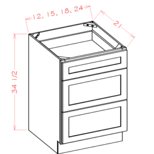 3VDB24 - Vanity Drawer Base 24" - Shaker Antique White