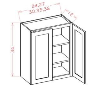 W3336 - Double Door Wall Cabinet 33" x 36" - Shaker Black